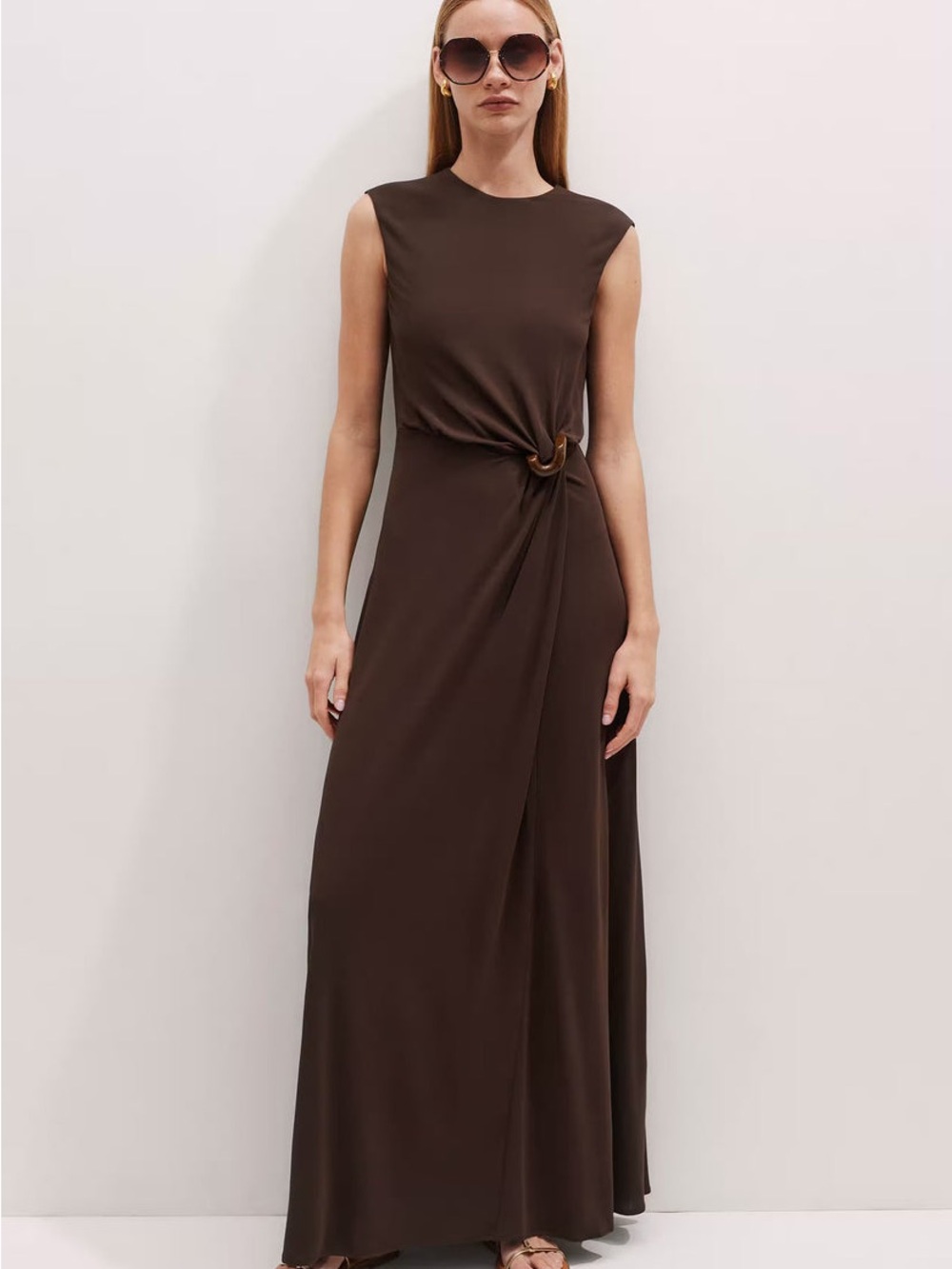 ME+EM Dark Brown Sleeveless Maxi Dress NWOT